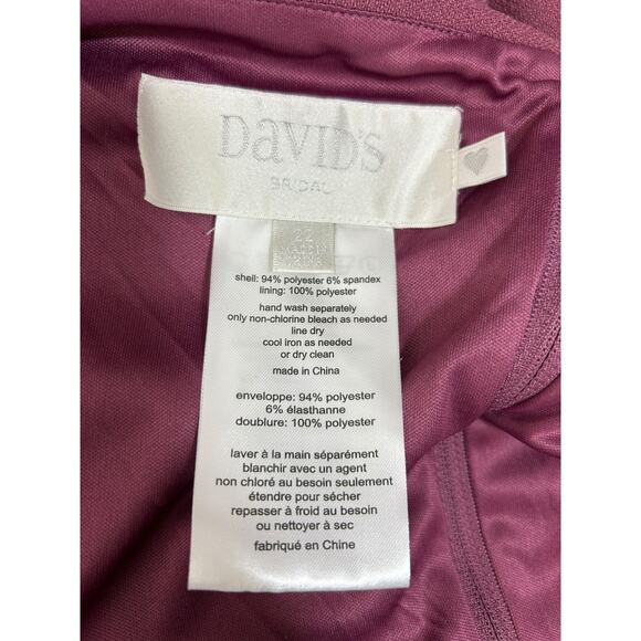 Davids Bridal Dress Size 22 Chianti Long Pleated Off the Shoulder Stretch Crepe - Picture 7 of 11